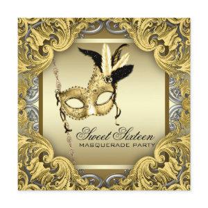 Black Gold Silver Sweet Sixteen Masquerade Party