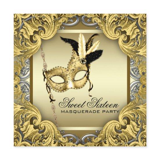 Black Gold Silver Sweet Sixteen Masquerade Party