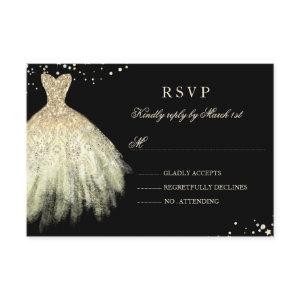 Black Gold Sparkle Dress Quinceanera RSVP