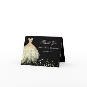 Black Gold Sparkle Dress Quinceanera Thank You