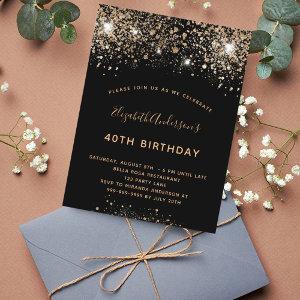 Black gold sparkles birthday  postcard