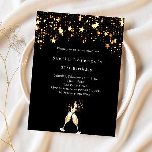 Black gold stars cheers birthday