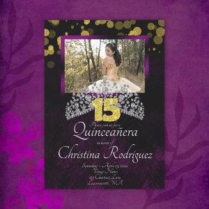 Black, Gold, Violet Quinceanera Tiara