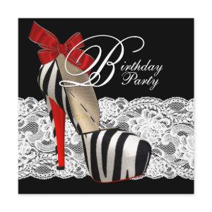 Black High Heel Shoes Red Zebra Birthday Party
