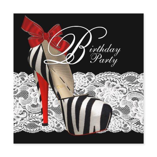 Black High Heel Shoes Red Zebra Birthday Party