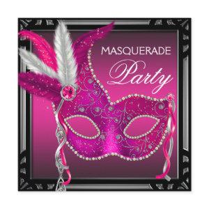 Black Hot Pink Mask Hot Pink Masquerade Party