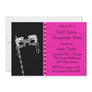 Black Hot Pink Sweet Sixteen Masquerade Party