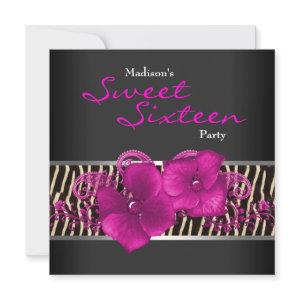 Black Hot Pink Zebra Sweet 16 Birthday Party