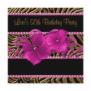 Black Hot Pink Zebra Womans 50th Birthday Party