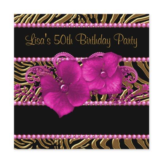Black Hot Pink Zebra Womans 50th Birthday Party
