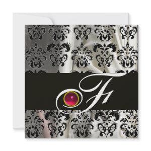 BLACK ICE SILK DAMASK CLOTH MONOGRAM PINK RUBY