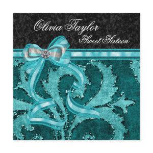 Black Jade Green Glitter Sweet Sixteen Birthday