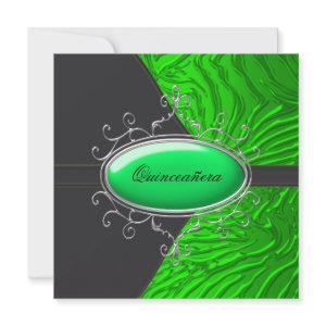 Black Lime Green Zebra Quinceanera