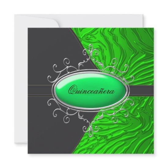 Black Lime Green Zebra Quinceanera