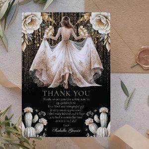 Black Luxury Ivory & Gold Quinceañera Thank you