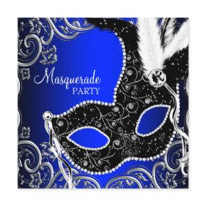 Black Mask Royal Blue Masquerade Party