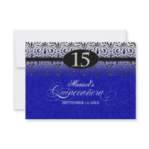 Black n White Lace Look Silver 15th Quinceanera