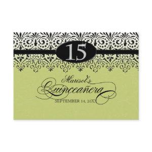Black n White Lace Look Silver 15th Quinceanera