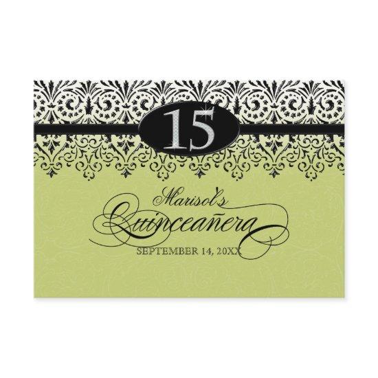 Black n White Lace Look Silver 15th Quinceanera