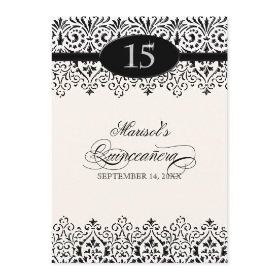 Black n White Lace Look Silver 15th Quinceanera