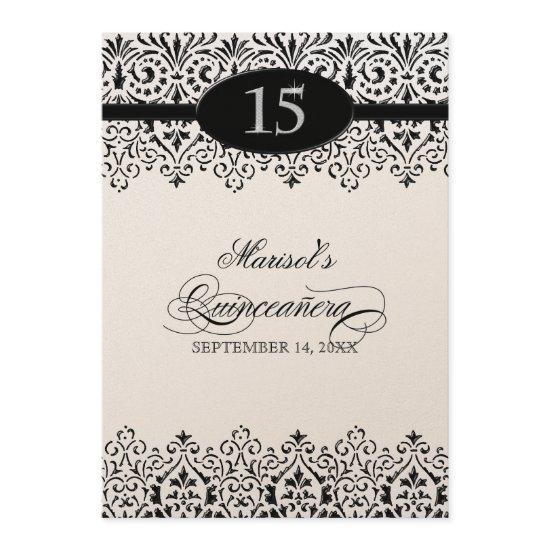Black n White Lace Look Silver 15th Quinceanera