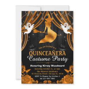 Black & Orange Witch & Shimmer Curtain Quinceañera