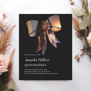 Black photo bow elegant Quinceanera