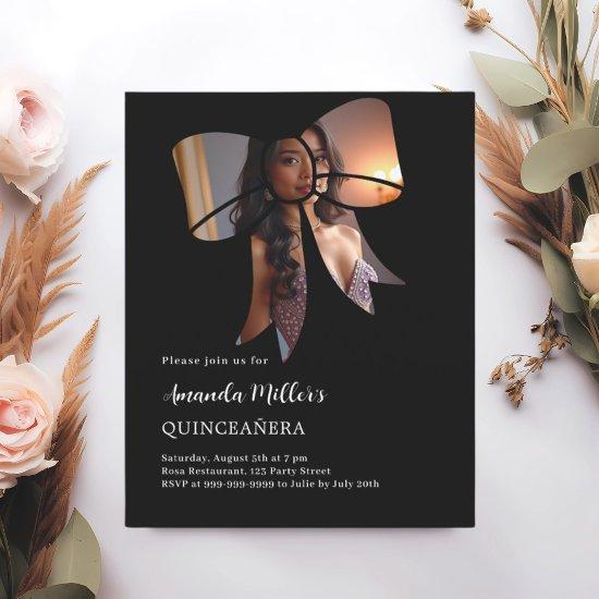 Black photo bow elegant Quinceanera