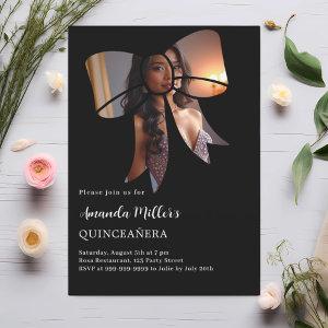 Black photo bow elegant Quinceanera