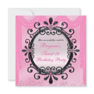Black & Pink Fancy Frame Sweet 16 Party