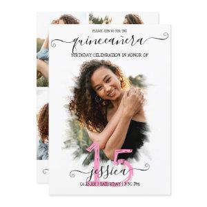 Black Pink White Halo Photo Collage Quinceañera