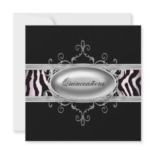 Black Pink Zebra Quinceanera