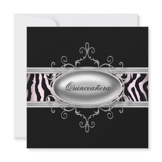 Black Pink Zebra Quinceanera
