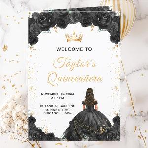 Black Princess Floral Quinceañera Program