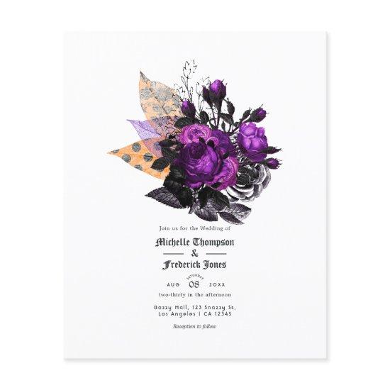 Black, Purple and Orange Shabby Floral Wedding Flyer