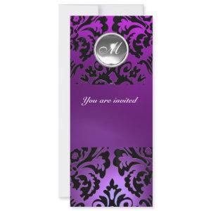 BLACK & PURPLE DAMASK GEM STONE MONOGRAM  ice