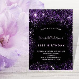 Black purple glitter birthday