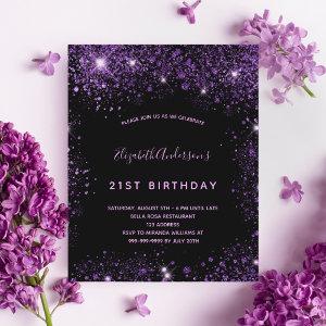 Black purple glitter birthday