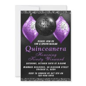 Black Purple Halloween Ornaments Quinceanera Invit