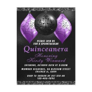 Black Purple Halloween Ornaments Quinceañera Postcard
