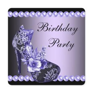 Black Purple High Heels Shoes Birthday Party