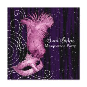 Black Purple Pink Sweet 16 Masquerade Party