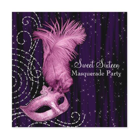 Black Purple Pink Sweet 16 Masquerade Party