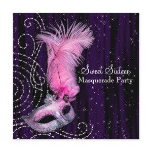 Black Purple Pink Sweet 16 Masquerade Party