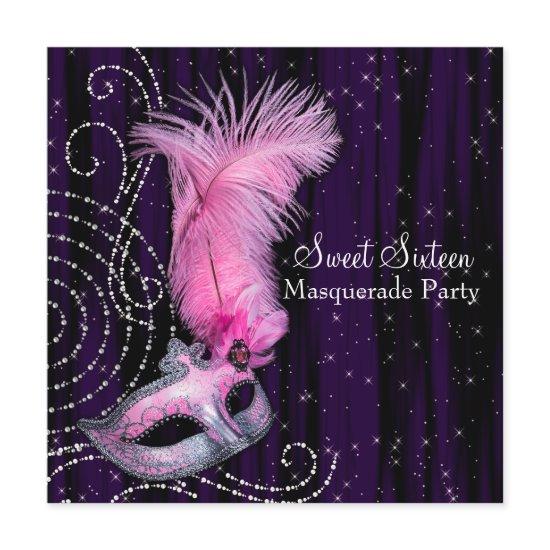 Black Purple Pink Sweet 16 Masquerade Party