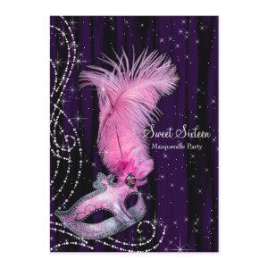 Black Purple Pink Sweet 16 Masquerade Party