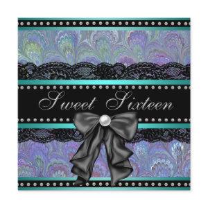 Black Purple Teal Blue Sweet 16 Birthday Party