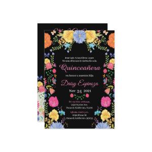 Black Quinceañera  multi color, flowers