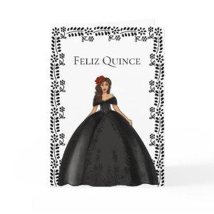 Black Quinceañera Fashion Illustration Birthday Card