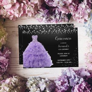 Black Quinceanera Princess Lt Purple Gown Lights
